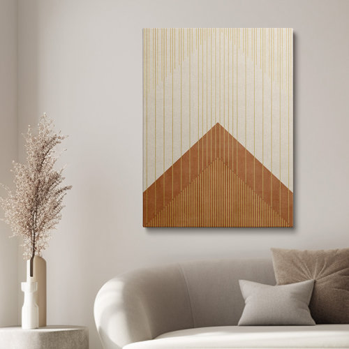 Wrought Studio Midcentury Modern Geometric Lines Abstract Boho Canvas